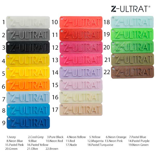 ชารต์สี เส้นพลาสติก Z-Ultrat จาก Zortrax